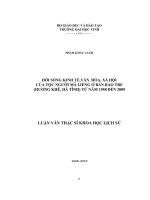 luận văn thạc sỹ đời sống kinh tế, văn hoá, xã hội của tộc người mã liềng ở bản rào tre (hương khê, hà tĩnh) từ nam 1958 đến 2009