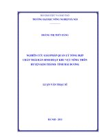 Nghiên cứu giải pháp quản lý tổng hợp chất thải rắn sinh hoạt khu vực nông thôn huyện kim thành tỉnh hải dương