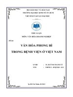 TIỂU LUẬN MÔN VĂN HÓA DOANH NGHIỆP VĂN HÓA PHONG BÌ  TRONG BỆNH VIỆN Ở VIỆT NAM