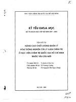 Nâng cao chất lượng quản lý hoạt động nghiên cứu lý luận chính trị ở học viện chính trị Quốc Gia Hồ Chí Minh trước yêu cầu mới (toàn văn)