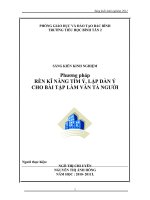 Phương pháp rèn kỹ năng tìm ý, lập dàn ý cho bài văn tả người.