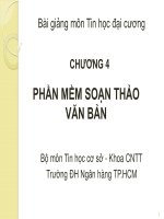 bài giảng tin học đại cương chương 4 phần mềm soạn thảo văn bản ths nguyễn thị khiêm hòa