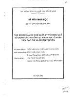 Tác động của cơ chế quản lý với hiệu quả sử dụng các nguồn lực khoa học ở phân viện báo chí và tuyên truyền (toàn văn)