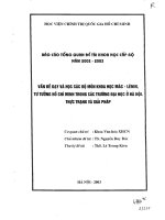 Vấn đề dạy và học các bộ môn khoa học Mác Lênin, tử tưởng Hồ Chí Minh trong các trường đại học ở Hà Nội. Thực trạng và giải pháp