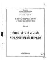 Báo cáo kết quả khảo sát vùng sinh thái Bắc Trung Bộ