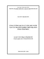 Tăng cường quản lý vốn nhà nước tại các doanh nghiệp trên địa bàn tỉnh Vĩnh Phúc