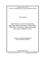 Phân tích các yếu tố ảnh hưởng đến lòng trung thành của công chức, viên chức tại Chi Cục thuế thành phố Bắc Giang, tỉnh Bắc Giang
