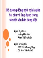 Độ tương đồng ngữ nghĩa giữa hai câu và ứng dụng trong tóm tắt văn bản tiếng việt