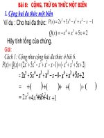 CỘNG TRỪ ĐA THỨC MỘT BIẾN