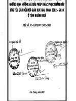 Thực trạng công tác đào tạo bổi dưỡng đội ngũ giáo viên tiểu học, trung học cơ sở giai đoạn 1996 đến 2002. Những định hướng và giải pháp khắc phục nhằm đáp ứng yêu cầu đổi mới giáo dục giai đoạn 2002 đến 2010 ở tỉnh Khánh Hòa