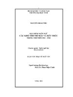luận văn thạc sỹ ngữ văn  đặc điểm ngôn ngữ các khổ thơ mở đầu và kết thúc trong thơ mới 1932 - 1945