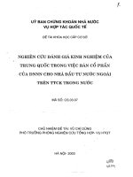 Nghiên cứu đánh giá kinh nghiệm của Trung Quốc trong việc bán cổ phần của DNNN cho nhà đầu tư nước ngoài trên TTCK trong nước