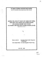 Những yêu cầu kỹ thuật xây dựng hệ thống giao dịch tập trung cho chứng khoán các doanh nghiệp vừa và nhỏ tại trung tâm giao dịch chứng khoán Hà Nội