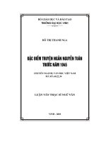 luận văn thạc sỹ ngữ văn đặc điểm truyện ngắn nguyễn tuân trước năm 1945