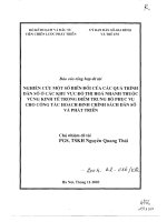 Nghiên cứu một số biến đổi của các quá trình dân số ở các khu vực đô thị hóa nhanh thuộc vùng kinh tế trọng điểm trung bộ phục vụ cho công tác hoạch định chính sách dân số và phát triển