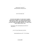 Xây dựng hệ thống câu hỏi trắc nghiệm khách quan nhiều lựa chọn nhằm đánh giá mức độ nắm vững một số kiến thức thuộc chương Điện tích Từ trường của học sinh lớp 11 THPT (Nâng cao)