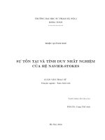 Sự tồn tại và tính duy nhất nghiệm của hệ Navier Stokes