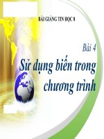bài giảng tin học 8 bài 4 sử dụng biến trong chương trình