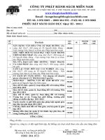 Phiếu đăng ký mua sách năm hoc mới