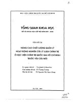 Nâng cao chất lượng quản lý hoạt động nghiên cứu lý luận chính trị ở học viện chính trị Quốc Gia Hồ Chí Minh trước yêu cầu mới