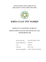ĐÁNH GIÁ CỦA NGƯỜI DÂN VỀ DỊCH VỤ  KHUYẾN NÔNG TẠI XÃ ĐA TỐN, HUYỆN GIA LÂM, THÀNH PHỐ HÀ NỘI