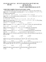 Đề + Đáp án chuyên Toán Bến Tre_2011-2012