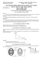 Đề Olympic ĐBSCL môn Sinh học năm học 2008 - 2009 - Tiền Giang đề nghị