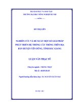 Nghiên cứu và đề xuất một số giải pháp phát triển hệ thống cây trồng trên địa bàn huyện yên dũng, tỉnh bắc giang