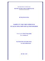 Nghiên cứu thực hiện chính sách xây dựng nông thôn mới tại tỉnh ninh bình
