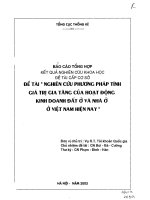 Nghiên cứu phương pháp tính giá trị gia tăng của hoạt động kinh doanh đất ở và nhà ở ở Việt Nam hiện nay