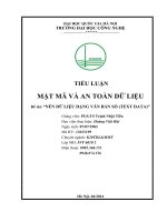 TIỂU LUẬN MẬT MÃ VÀ AN TOÀN DỮ LIỆU NÉN DỮ LIỆU DẠNG VĂN BẢN SỐ (TEXT DATA)