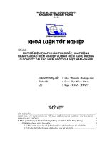 Một số biện pháp nhằm thúc đẩy hoạt động nhận tái bảo hiểm nghiệp vụ hàng không ở công ty tái bảo hiểm quốc gia hàng không việt nam   VINARE