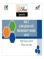 Tài liệu ôn thi MOS 2010 làm quen với MICROSOFTWORD 2010