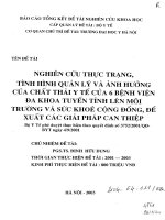 Nghiên cứu thực trạng, tình hình quản lý và ảnh hưởng của chất thải y tế của 6 bệnh viện đa khoa tuyến tỉnh lên môi trường và sức khỏe cộng đồng, đề xuất các giải pháp can thiệp