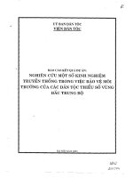 Nghiên cứu một số kinh nghiệm truyền thống trong việc bảo vệ môi trường của các dân tộc thiểu số vùng đồng bằng Bắc Bộ