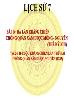 bài giảng lịch sử 7 bài 14 ba lần kháng chiến chống xâm lược mông - nguyên (thế kỉ xiii)