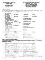 Đề thi HSG tỉnh Hưng Yên - Anh 9