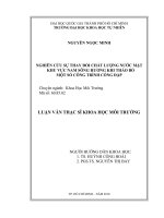 Nghiên cứu sự thay đổi chất lượng nước mặt khu vực nam sông hương khi tháo bỏ một số công trình cống đập