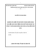 nghiên cứu một số giải pháp cơ bản nhằm nâng cao hiệu quả hoạt động sản xuất kinh doanh tại công ty liên doanh bông sen (cảng lotus) đến năm 2015