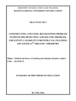 Constructing and using recognition problem to develop capability of detecting and solving problem, creativity capability for pupils via teaching Avanced 11th organic chemistry (tóm tắt + toàn văn)