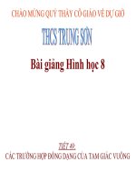 bài giảng hình học 8 chương 3 bài 8 các trường hợp đồng dạng của tam giác vuông
