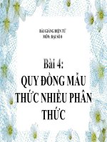bài giảng đại số 8 chương 2 bài 4 quy đồng mẫu thức nhiều phân thức