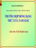 bài giảng hình học 8 chương 3 bài 6 trường hợp đồng dạng thứ hai