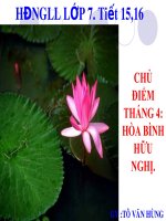 HĐNGLL tháng 4: Hòa bình, hữu nghị(T15,16)