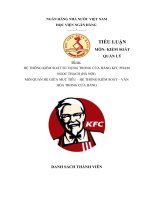 HỆ THỐNG KIỂM SOÁT SỬ DỤNG TRONG CỬA HÀNG KFC PHẠM NGỌC THẠCH (HÀ NỘI)