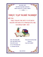 tình hình thu hút và sử dụng nguồn vốn oda ở tỉnh quảng trị giai đoạn 2009 – 2013