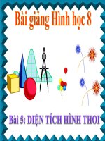 bài giảng hình học 8 chương 2 bài 5 diện tích hình thoi