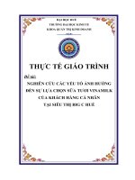 nghiên cứu các nhân tố ảnh hưởng đến sự lựa chọn sữa tươi vinamilk của khách hàng cá nhân tại siêu thị big c huế