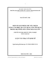 một số giải pháp chủ yếu nhằm nâng cao hiệu quả sử dụng vốn tín dụng trong hộ nông dân tỉnh thái nguyên