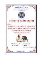 nghiên cứu các nhân tố ảnh hưởng đến sự lựa chọn sữa tươi vinamilk của khách hàng